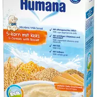 Молочная каша humana 5 злаков с печеньем, с 6 месяцев, 200 г (4031244775559)