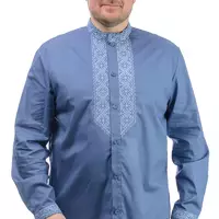 Котонова сорочка з вишивкою (блакитний)