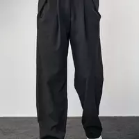 Классические брюки с акцентными пуговицами на поясе - черный цвет, M (есть размеры)