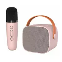 Детская Беспроводная Караоке Система Портативная Bluetooth Колонка + Микрофон с Функцией Смены Голоса Р2 Розовая