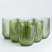 Набір склянок фігурних із товстого скла 6 штук по 250 мл, зелений